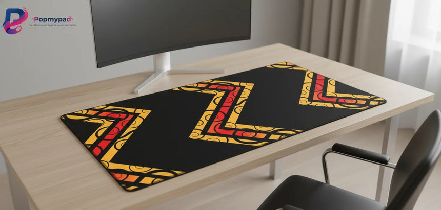 Tribal Sparkle Design Mouse Pad – Fire Chevrons & Hypnotic Spirals