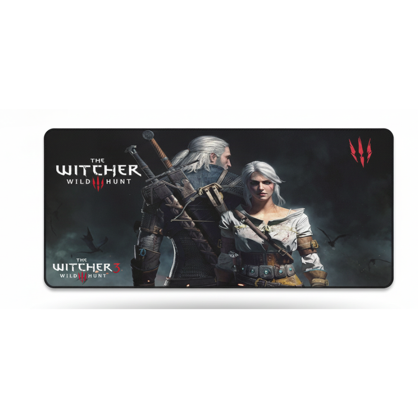 Tapis de souris Gamer XXL The Witcher 3 - Édition "Destinée du Sorceleur" avec Geralt et Ciri.