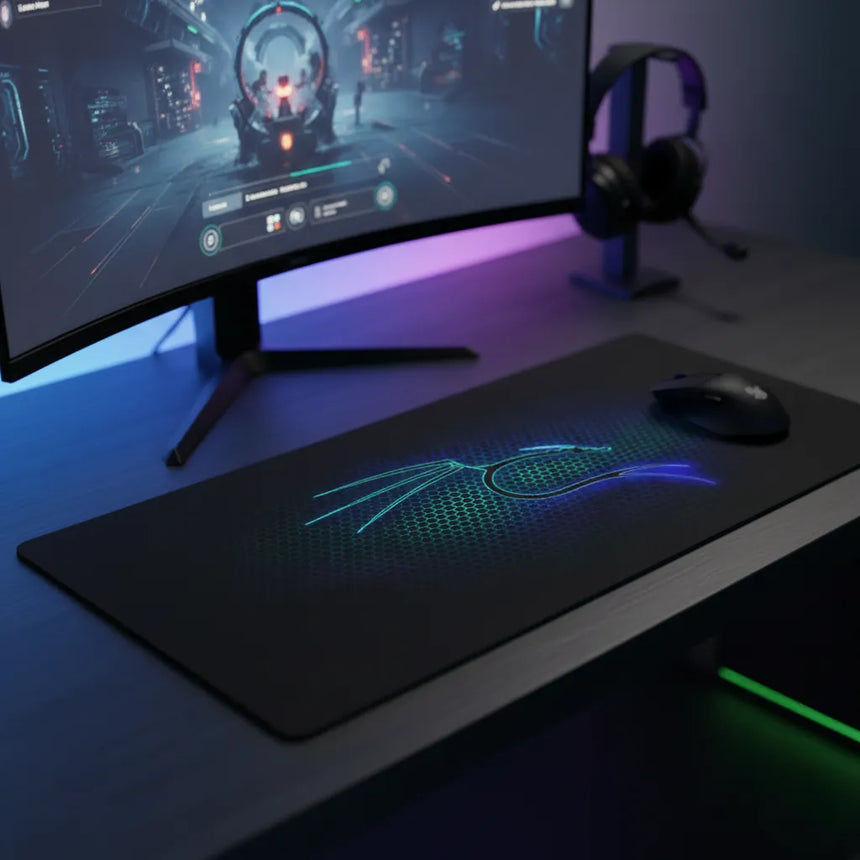 Gaming Mouse Pad - Cybernetic Dragon & Neon Hexagons