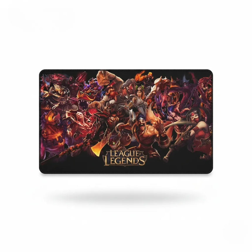 Tapis de souris Gaming League of Legends - Édition Fresque des Champions XXL avec illustrations des champions emblématiques.