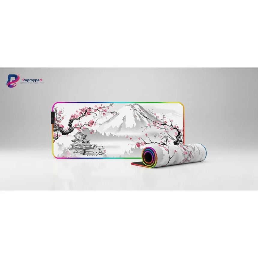 RGB Gaming Mouse Pad - Traditional Japanese Design Mount Fuji & Sakura