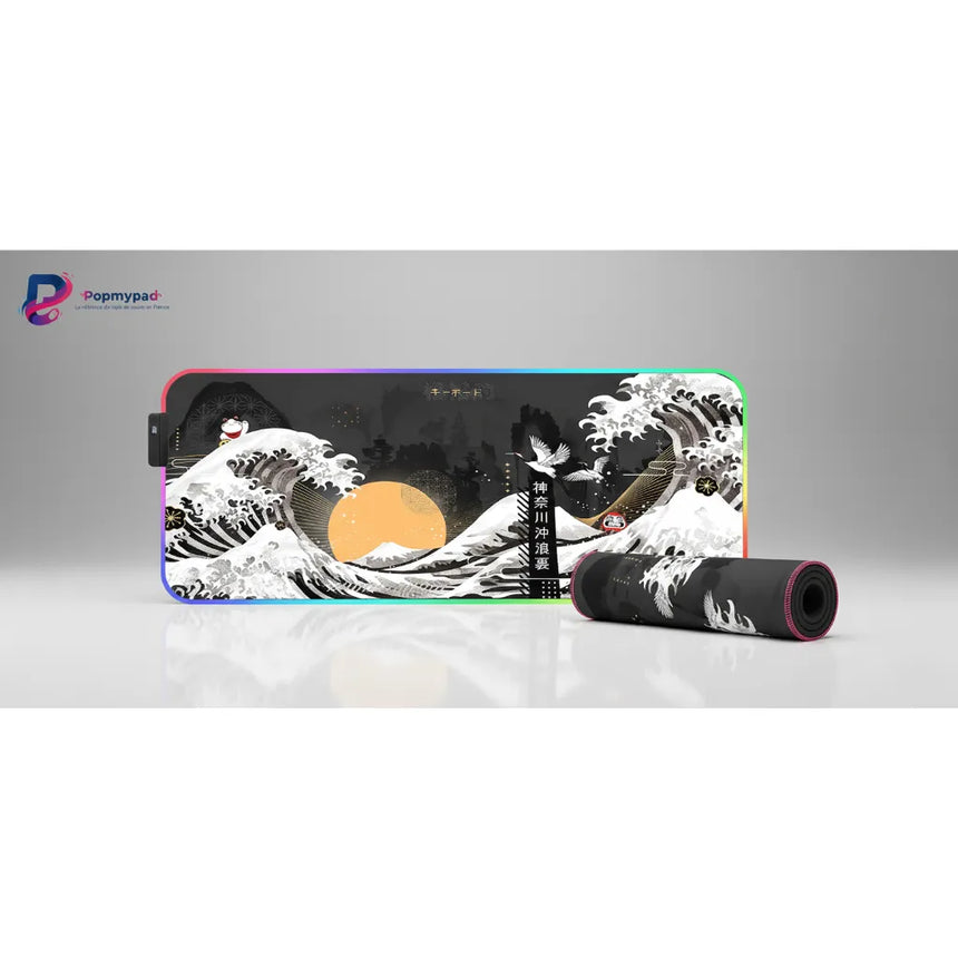 RGB Gaming Mouse Pad - Japanese Folklore & Great Wave Edition