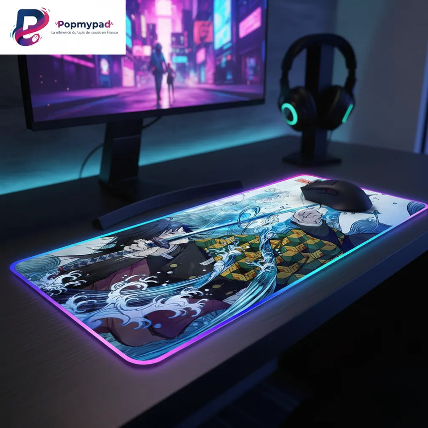 RGB Gaming Mouse Pad — Giyu Tomioka: The Art of Water Breathing