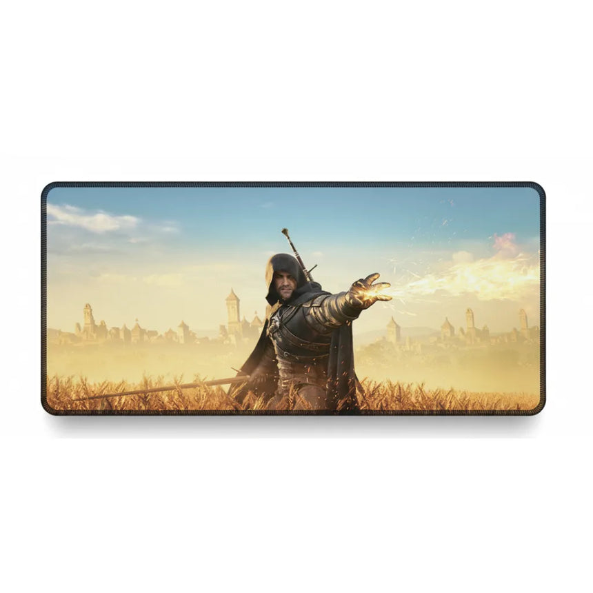 Tapis de souris Gaming The Witcher - Édition Collector Geralt de Riv, illustration de Geralt utilisant la magie.
