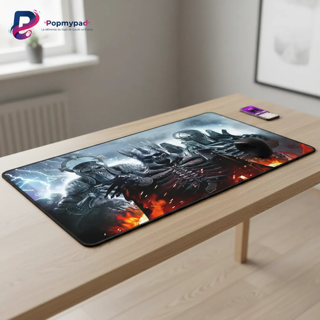 Tapis de souris Gaming The Witcher - Édition Wild Hunt | Précision & Glisse Ultime sur une table en bois.