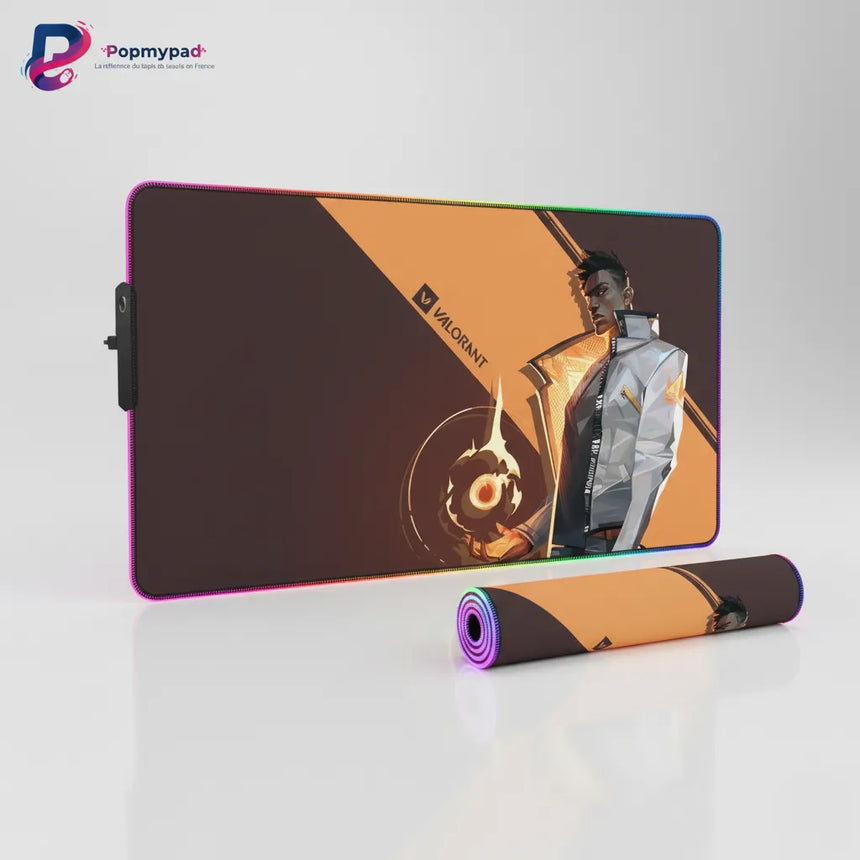 Tapis de souris Gaming Valorant Phoenix RGB - Précision Esport & Glisse Ultime avec éclairage RGB et design flamboyant.