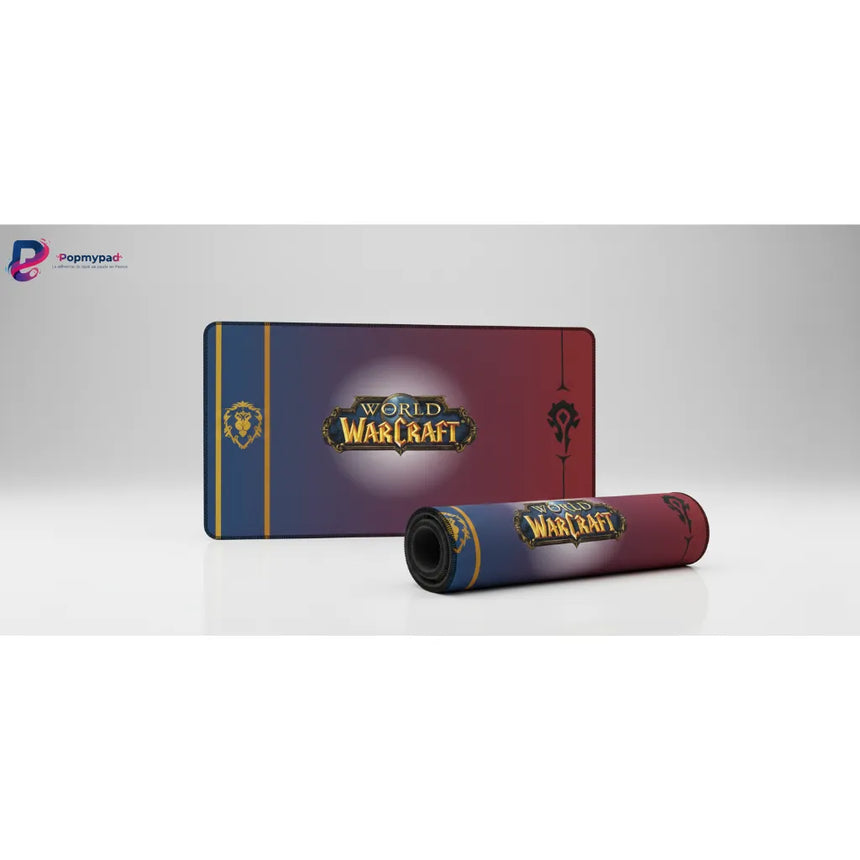 Tapis de souris Gaming World of Warcraft - Édition Alliance vs Horde - Précision E-sport sur fond neutre.