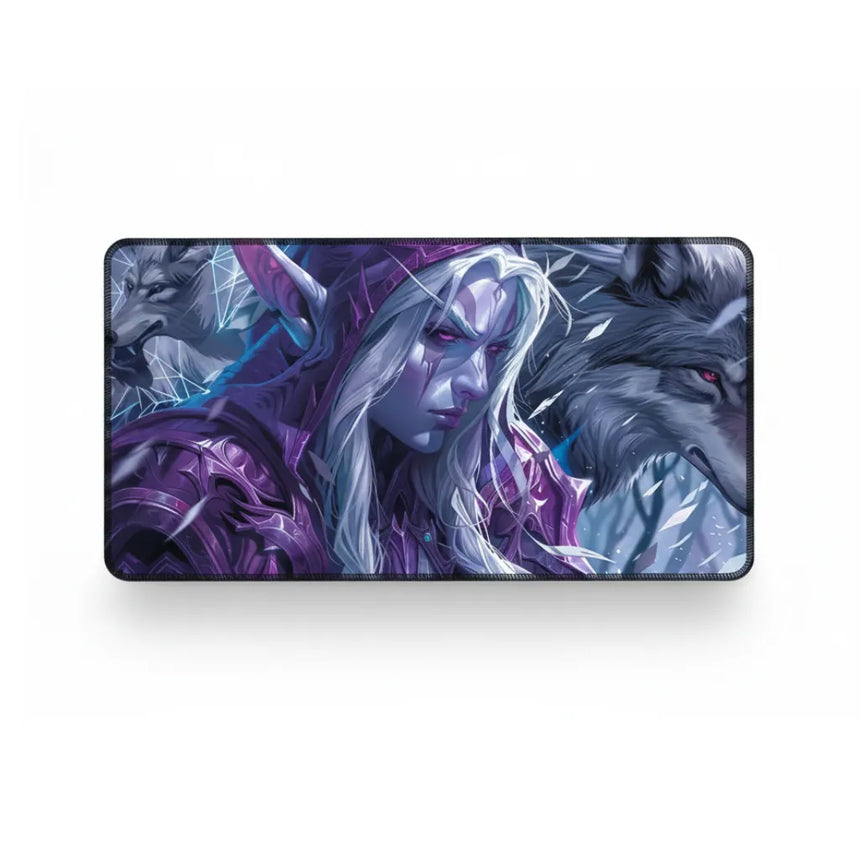 Tapis de souris Gaming World of Warcraft - Édition L'Appel de la Nuit - Glisse Esport avec design elfe et loup.