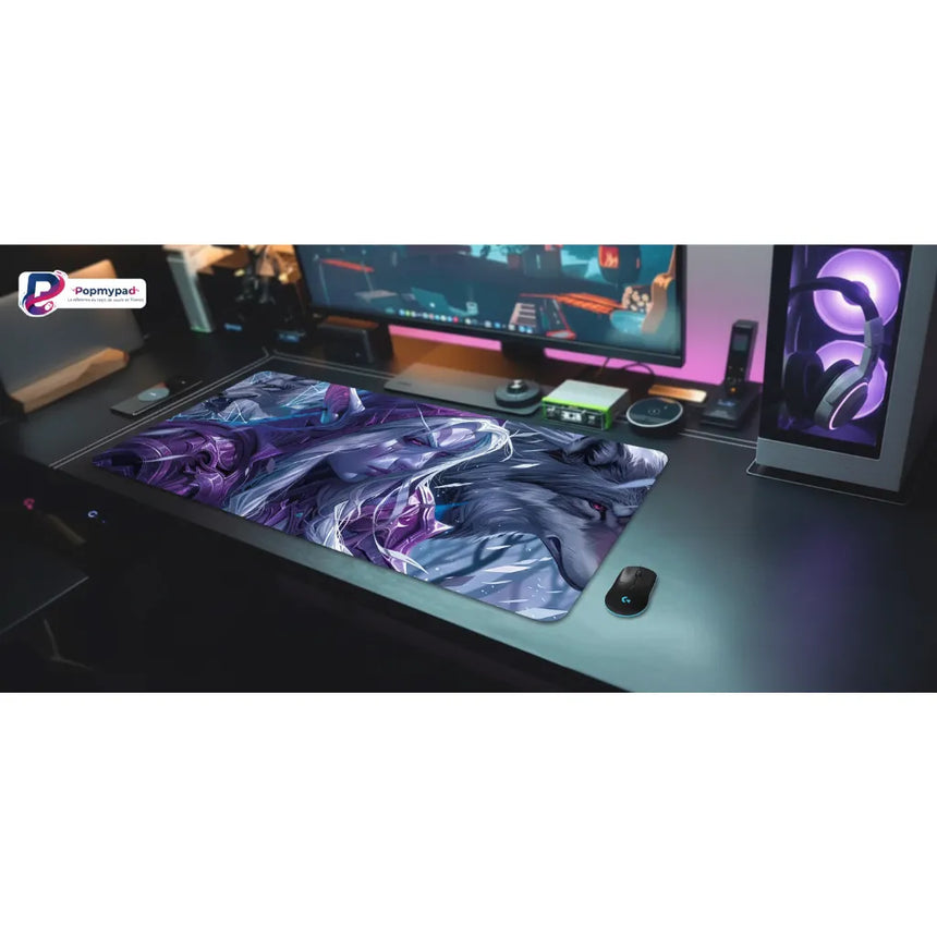Tapis de souris Gaming World of Warcraft - Édition L'Appel de la Nuit - Glisse Esport sur un bureau moderne.