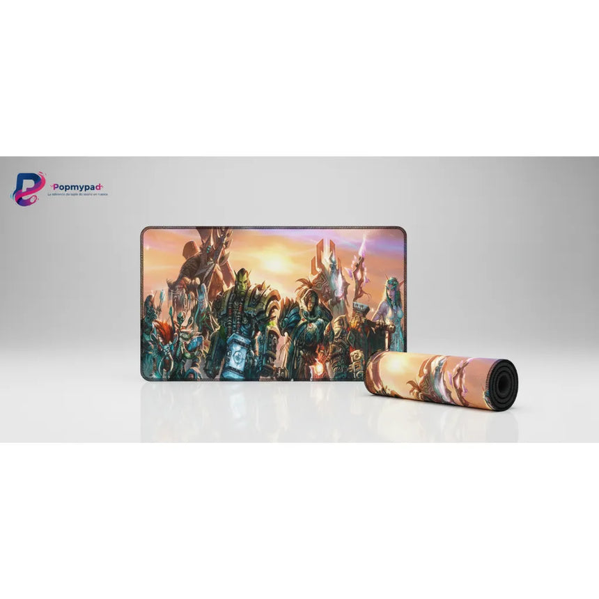 Tapis de souris Gaming World of Warcraft - Édition Légendes d'Azeroth XXL avec fresque épique des héros d'Azeroth.