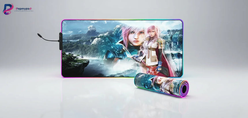 Tapis de souris Gaming XXL - Édition Légende de Lightning : Précision & Esthétique Fantasy avec design Final Fantasy.