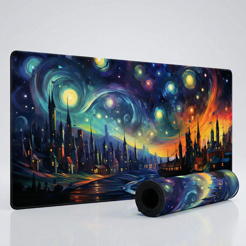 Gaming & Office Mouse Pad - Artistic Design "Starry Dream City"