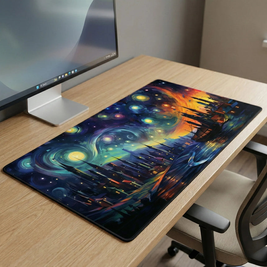 Gaming & Office Mouse Pad - Artistic Design "Starry Dream City"