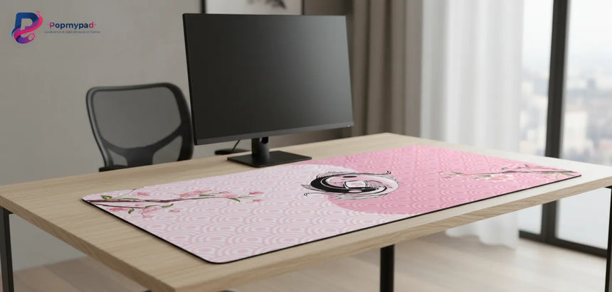 Japanese Mouse Pad - Harmony of Koi Carp & Sakura Cherry Blossoms