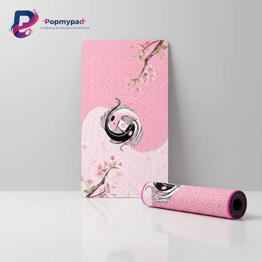 Japanese Mouse Pad - Harmony of Koi Carp & Sakura Cherry Blossoms