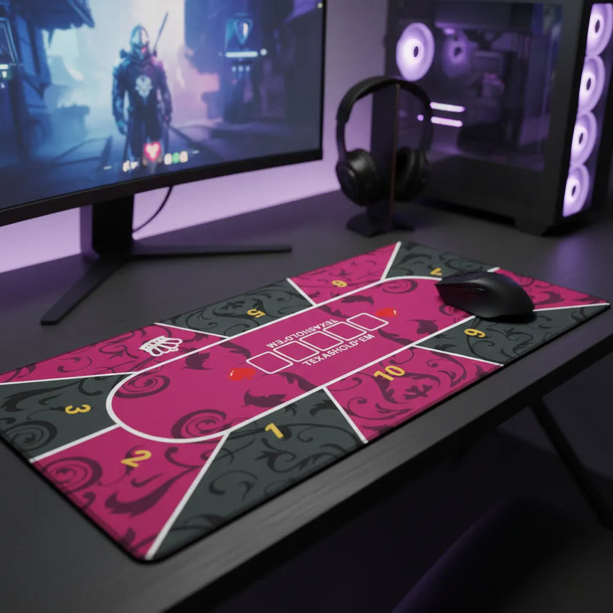 Texas Hold'em Poker Mouse Pad - Damask Design Royal Edition