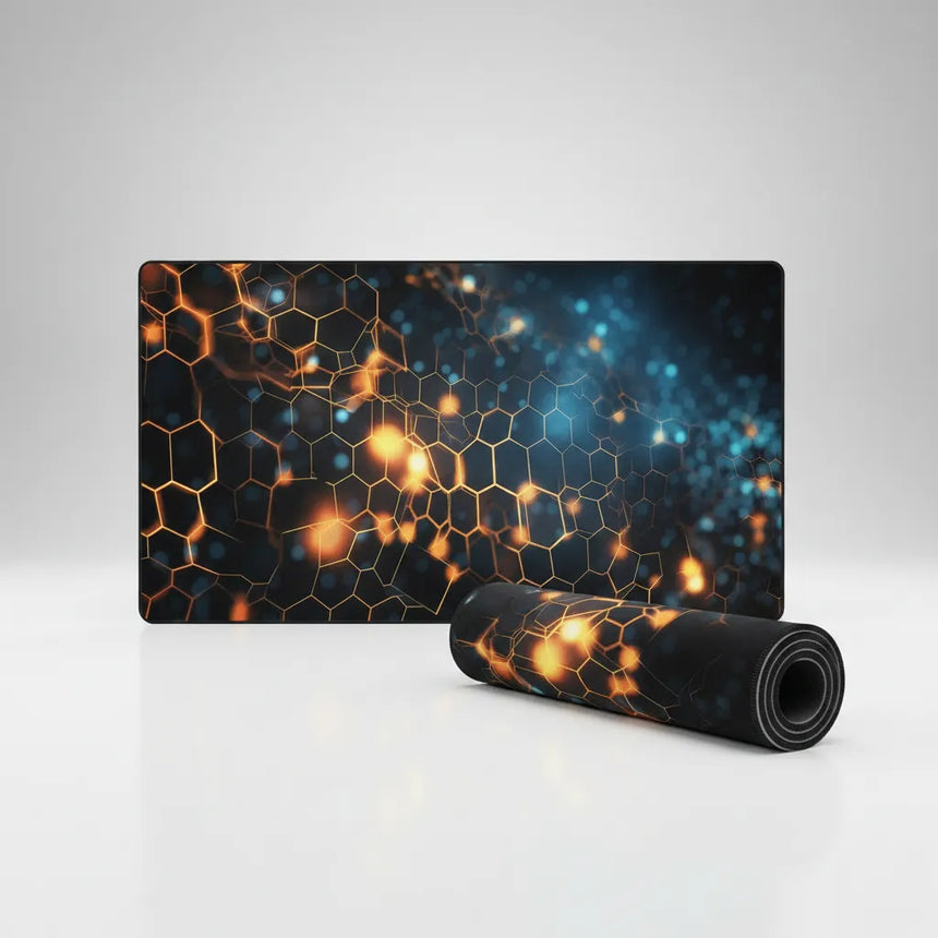 Incandescent Polygon Mouse Pad — Cybernetic & Gaming Design