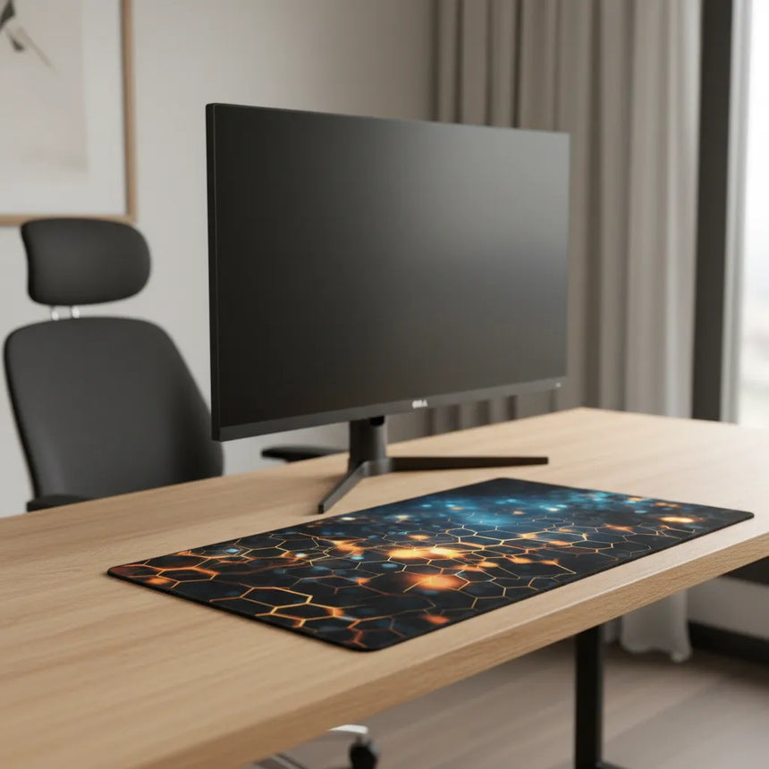 Incandescent Polygon Mouse Pad — Cybernetic & Gaming Design