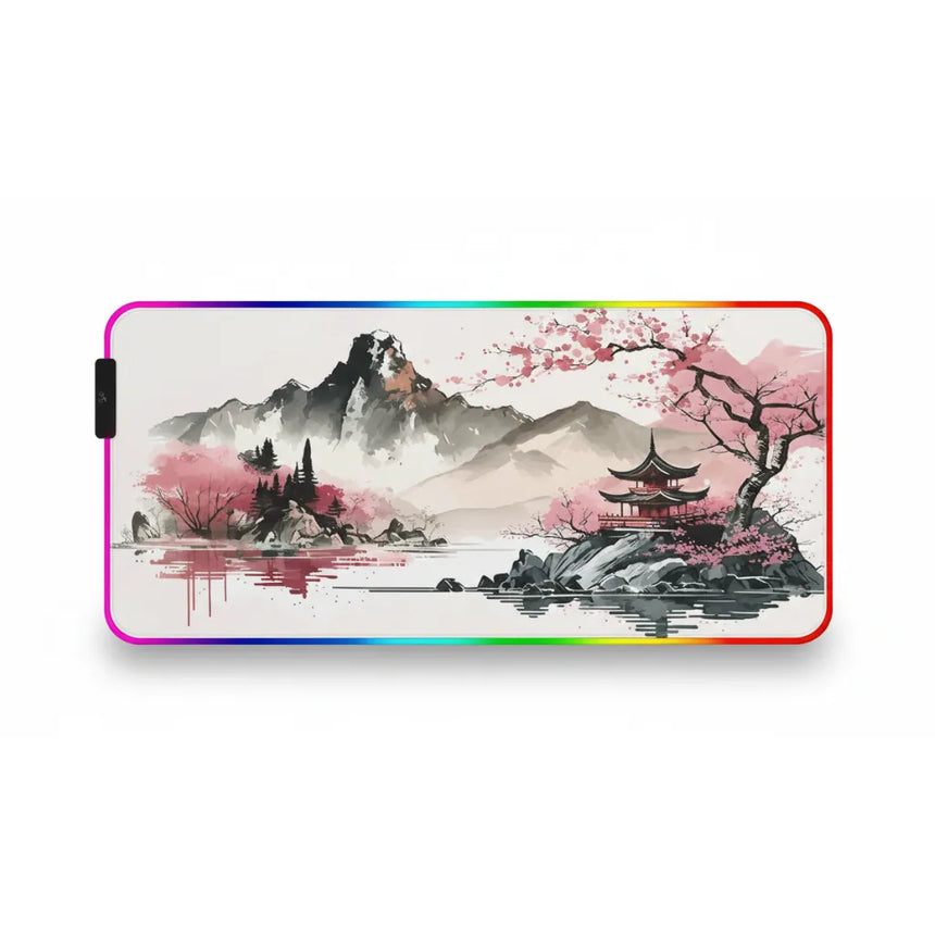 RGB Mouse Pad - Japanese Serenity & Cherry Blossoms (Artistic Edition)