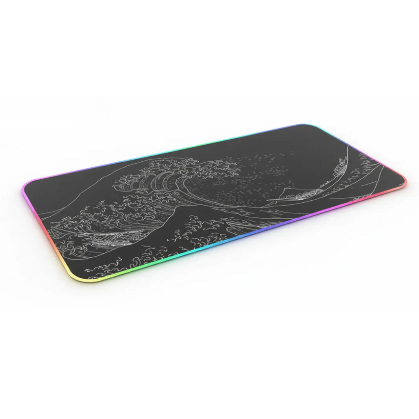 RGB Mouse Pad "Great Wave" – Minimalist Japanese Design Black & White
