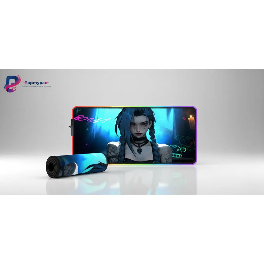 Tapis de souris RGB Jinx League of Legends - Édition Chaos Arcane XXL avec design épique de Jinx.