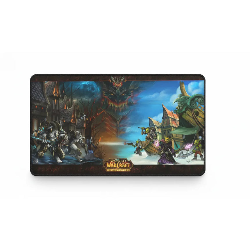 Tapis de souris World of Warcraft - Édition Cataclysm : L'Affrontement Épique avec Worgens et Gobelins.
