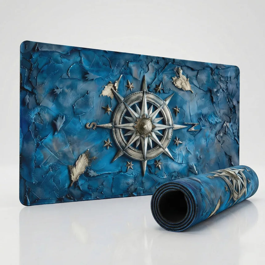 Nautical XL Mouse Pad - The Northern Odyssey (Compass Rose & Abyssal Blue)