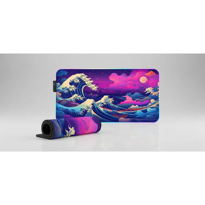 XXL Mouse Pad - Dreamy Japanese Wave (Purple & Pink)