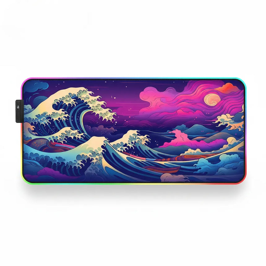 XXL Mouse Pad - Dreamy Japanese Wave (Purple & Pink)