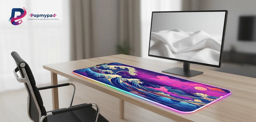 XXL Mouse Pad - Dreamy Japanese Wave (Purple & Pink)