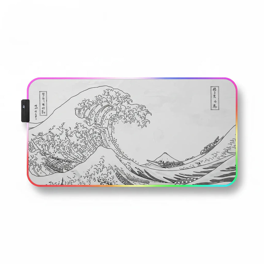 XXL Mouse Pad - Hokusai's Great Wave - Minimalist RGB Edition
