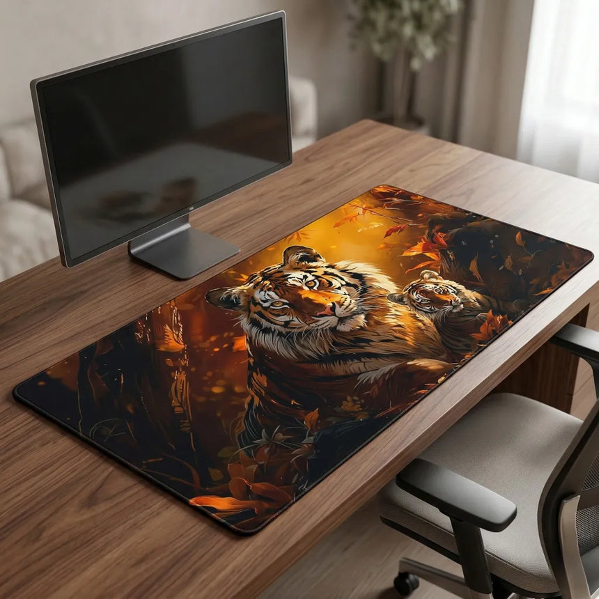 XXL Artistic Mouse Pad - The Tiger Awakens - Golden Forest Edition
