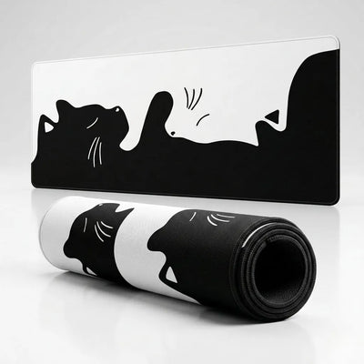 XXL Mouse Pad Yin-Yang Cat — Minimalist Black & White Design