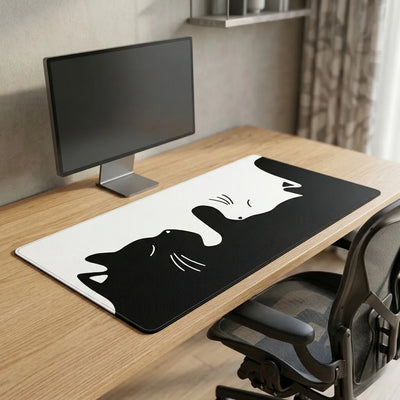 XXL Mouse Pad Yin-Yang Cat — Minimalist Black & White Design