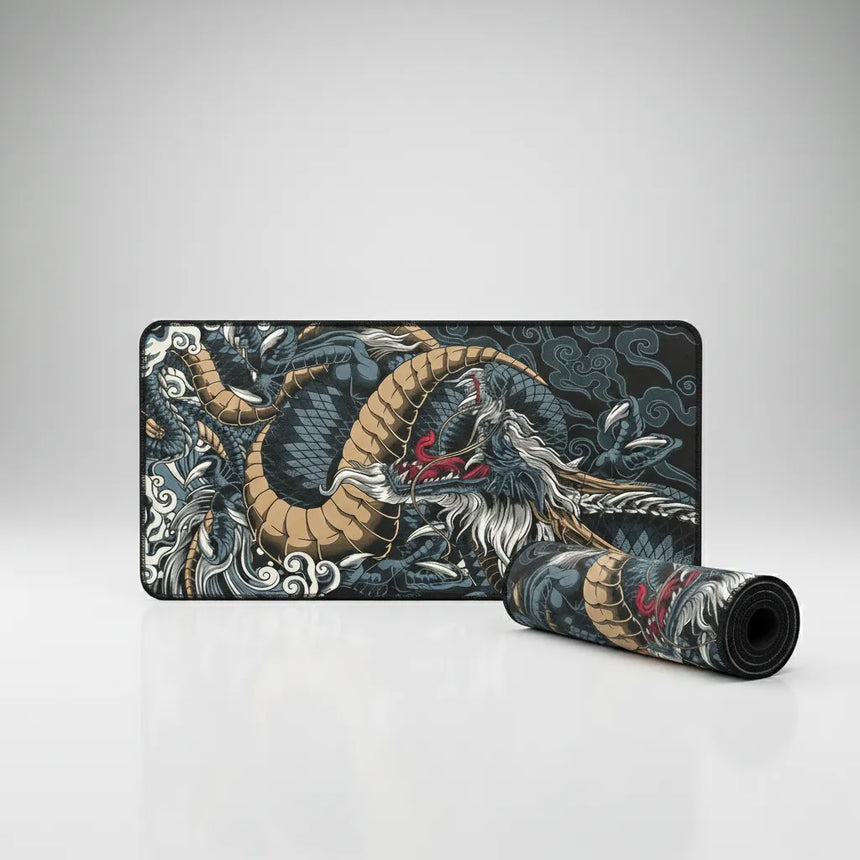 Tapis de souris XXL Dragon Japonais - Style Irezumi Traditionnel avec design de dragon majestueux.