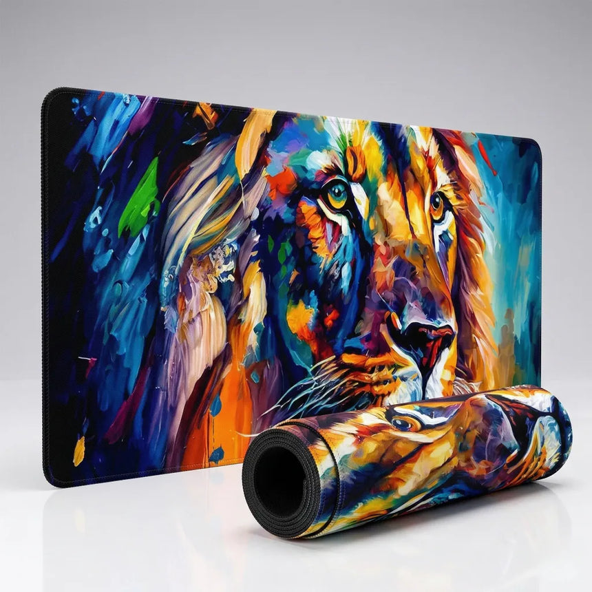 XXL Lion Mouse Pad "Chromatic Explosion" - Artist Edition