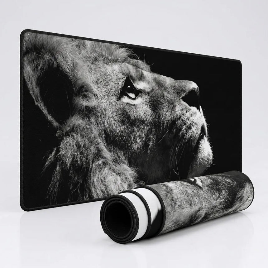 XXL Lion Majestic Mouse Pad - Premium Black and White Design