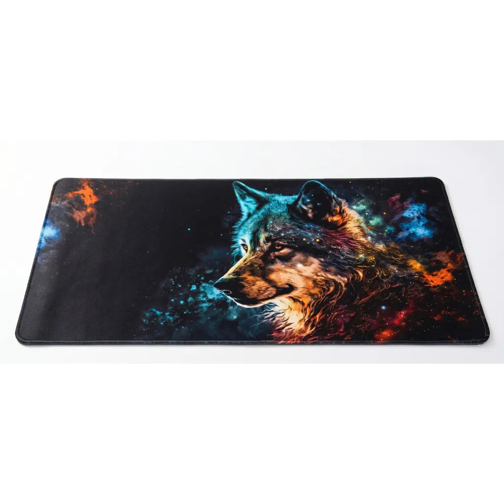 POPMYPAD Gaming Mouse Pad XL/XXL Desk Mat - Cosmic Nebula Wolf (Multicolor)