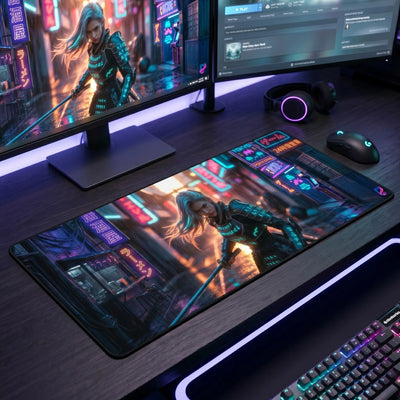 XXL Gaming Mouse Pad — Cyberpunk Samurai | Kaito