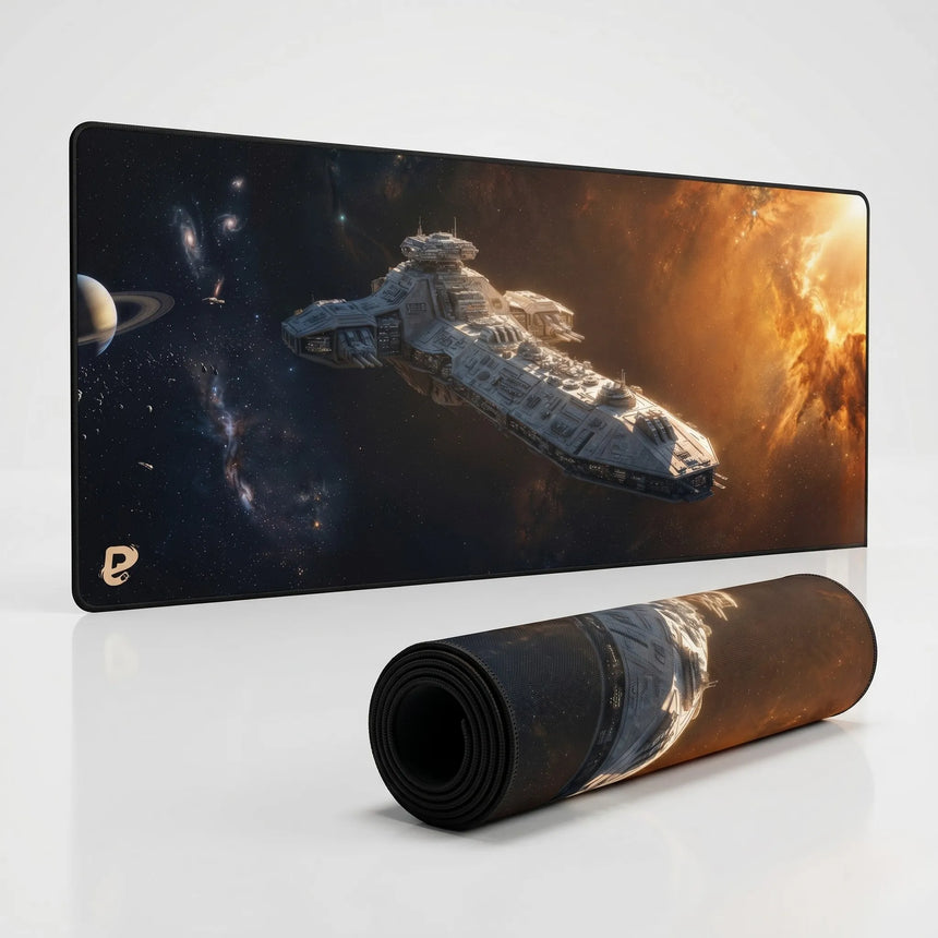 PopMyPad - Tapis de Souris Gamer XXL - Format Bureau - Vaisseau Spatial Interstellaire
