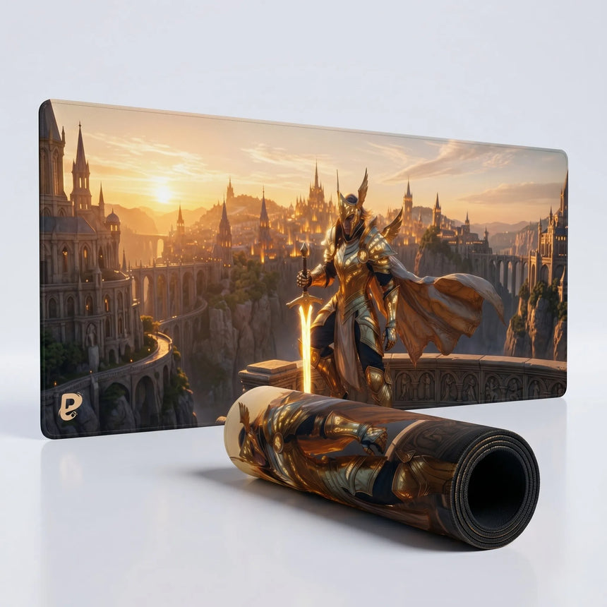 PopMyPad - Tapis de Souris XXL - Chevalier d'Or Épique