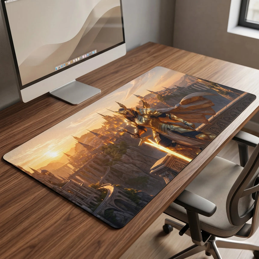 PopMyPad - Tapis de Souris XXL - Chevalier d'Or Épique