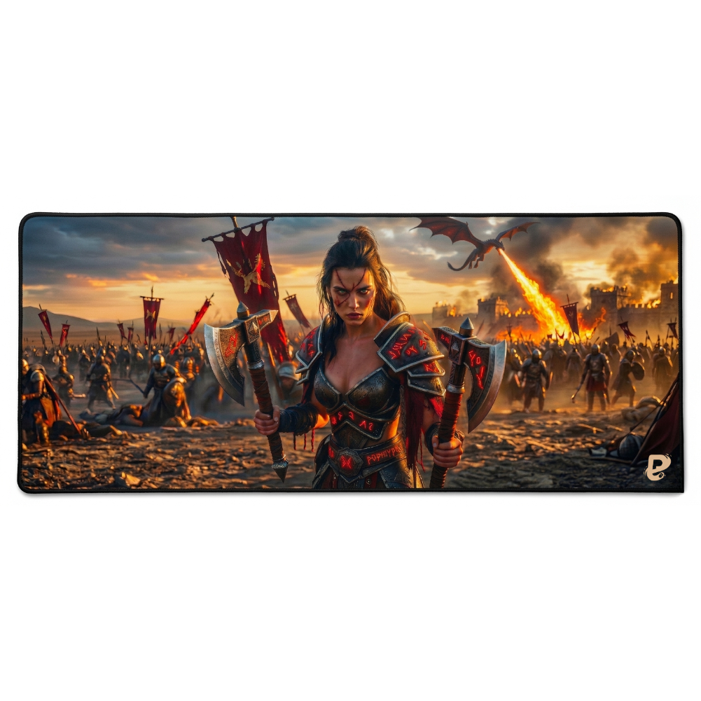 PopMyPad - XXL Mouse Pad - Fantasy Warrior and Runic Dragon