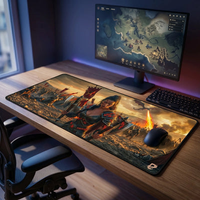 PopMyPad - XXL Mouse Pad - Fantasy Warrior and Runic Dragon