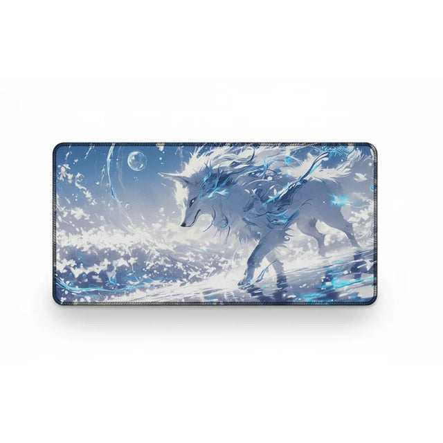 Tapis de souris Renard Mystique - Design Zen & Sérénité Bleue avec un esprit polaire illustré.