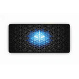 Fractal Geometric Design Mouse Pad - Neon Blue Glow & Gaming Precision