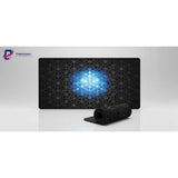 Fractal Geometric Design Mouse Pad - Neon Blue Glow & Gaming Precision