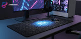 Fractal Geometric Design Mouse Pad - Neon Blue Glow & Gaming Precision