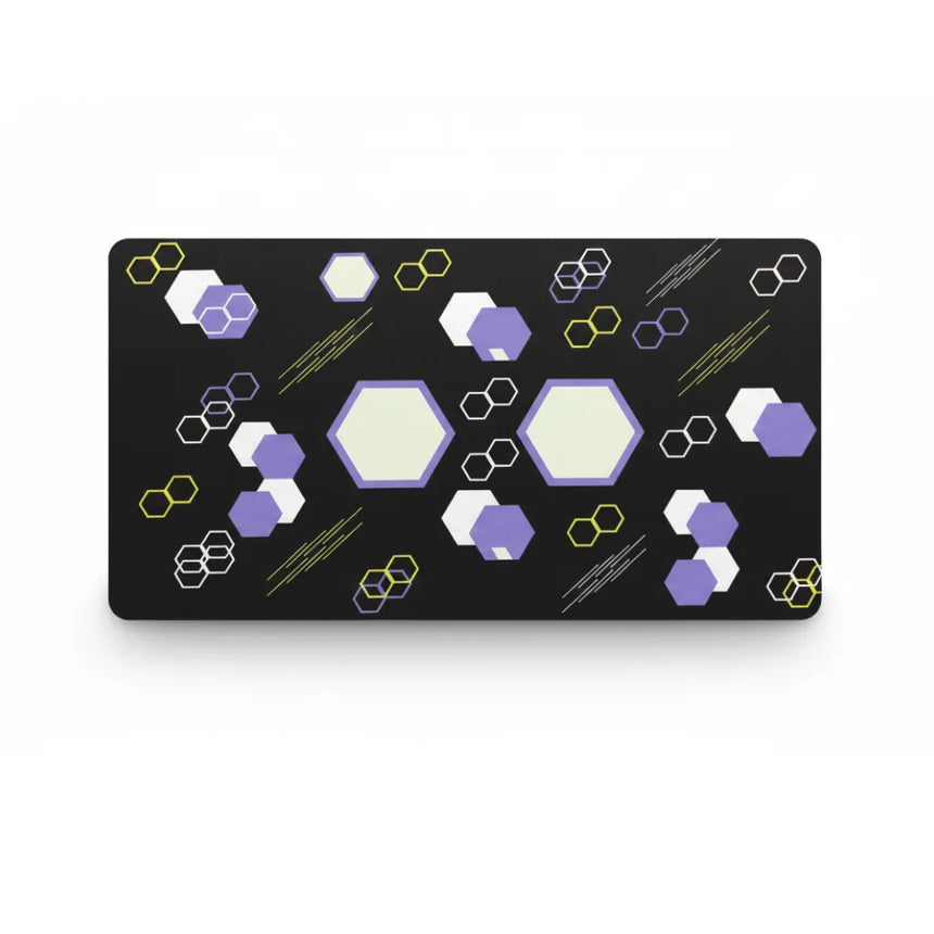 "Geometric Odyssey" Design Mouse Pad - XXL Purple & Neon Hexagons