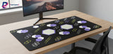 "Geometric Odyssey" Design Mouse Pad - XXL Purple & Neon Hexagons